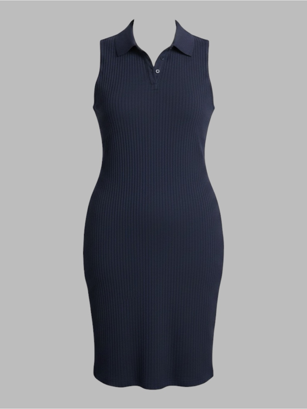 Nick & Sarah Plus 3x Navy Ribbed Bodycon Polo Midi Dress Stretch Casual